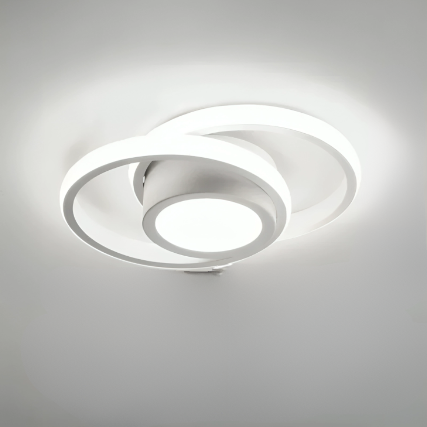 Modern LED ceiling lamp 18W | Creative design with 2 rings | Energy-saving lighting for living room & office 24 cm