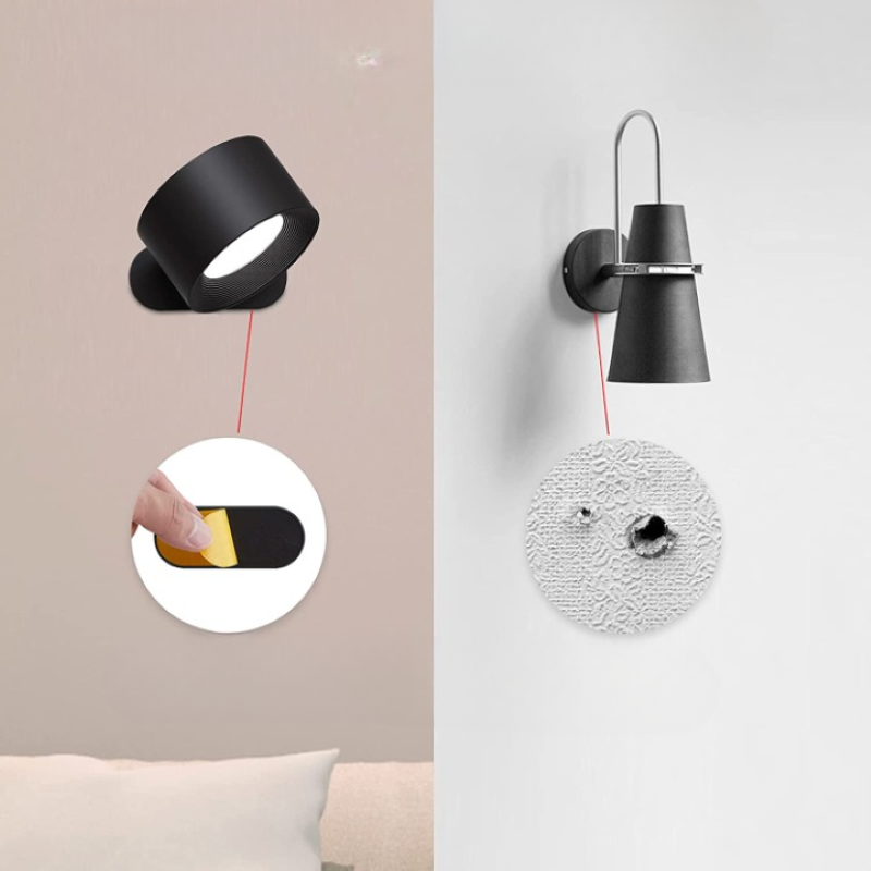 LED Wall Lamps, Wall-mounted Lamps with Rechargeable Battery, 3 Color Temperatures & 3 Brightness Levels, 360° Rotatable Magnetic Ball, Wireless Wall Lamps for Study, Reading, Nightstand