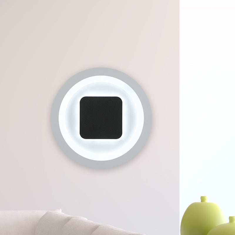 Square and round wall lamps modernism metal LED bedroom wall light in black and white