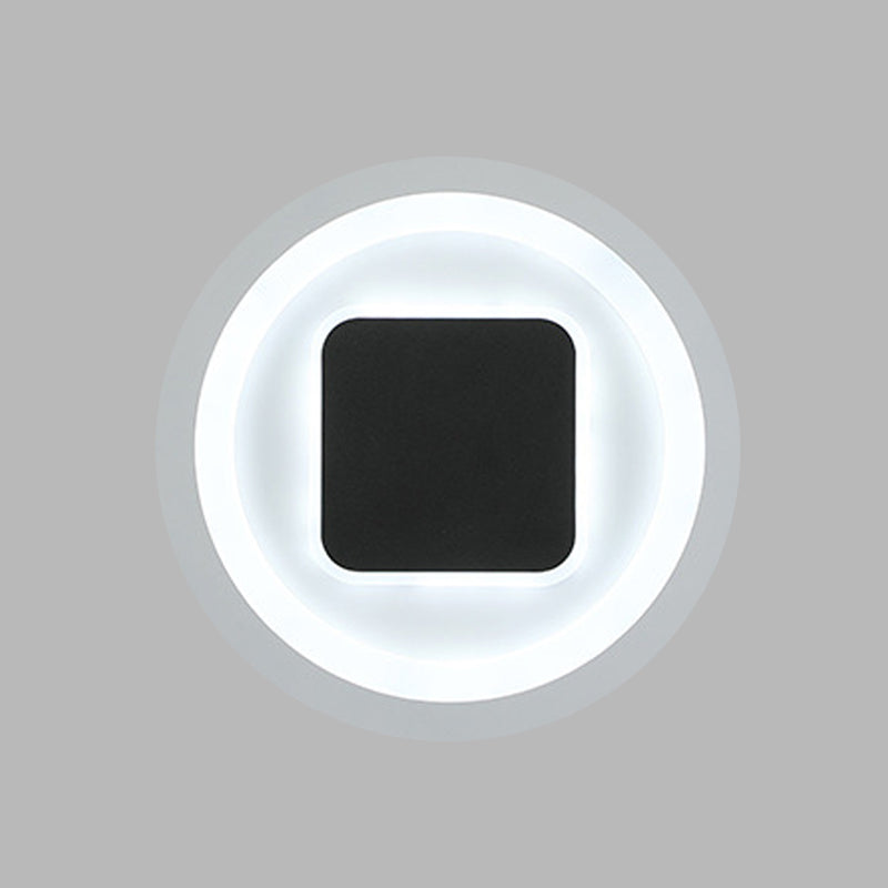 Square and round wall lamps modernism metal LED bedroom wall light in black and white