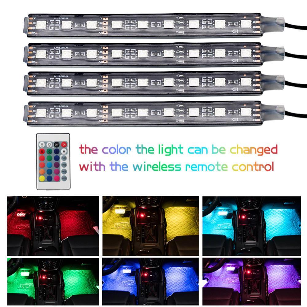 Car RGB LED Strip Light Wireless Remote Control and Voice Control