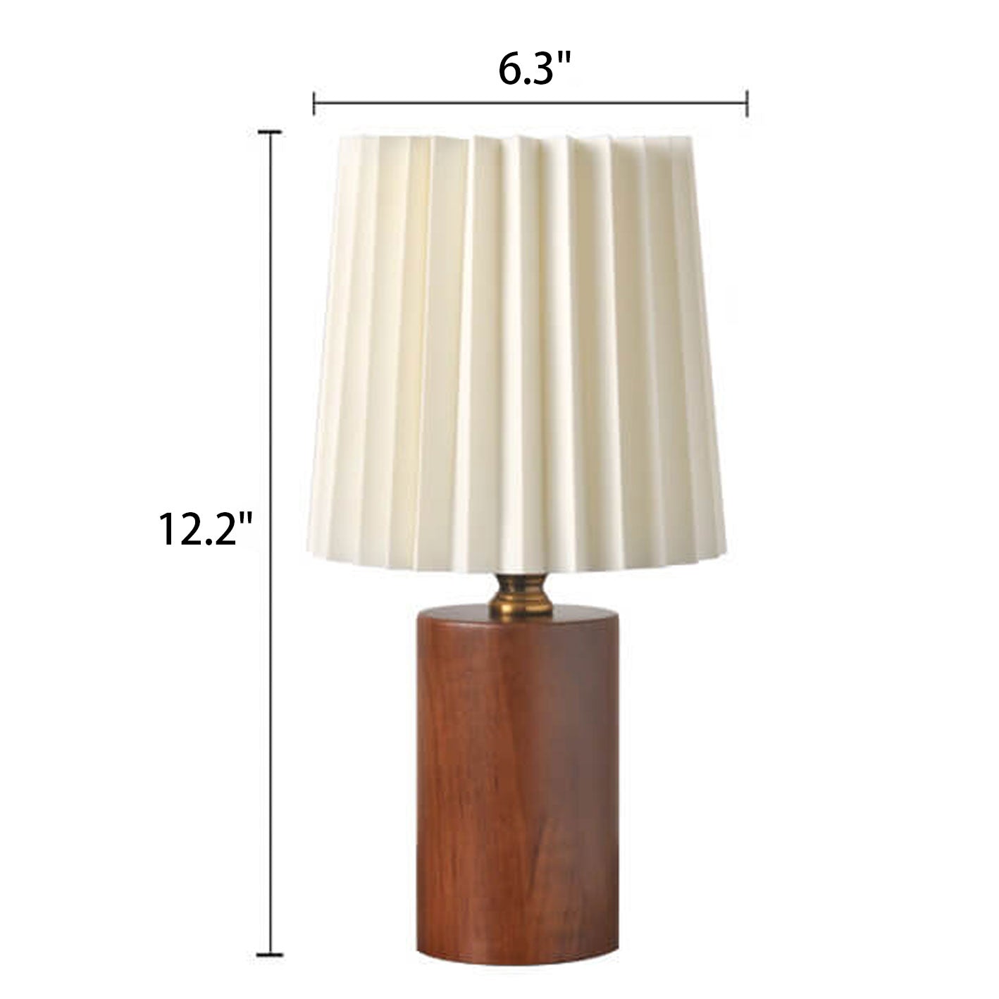 Vintage Korean Fold Column Solid Wood Base 1-Light Table Lamp
