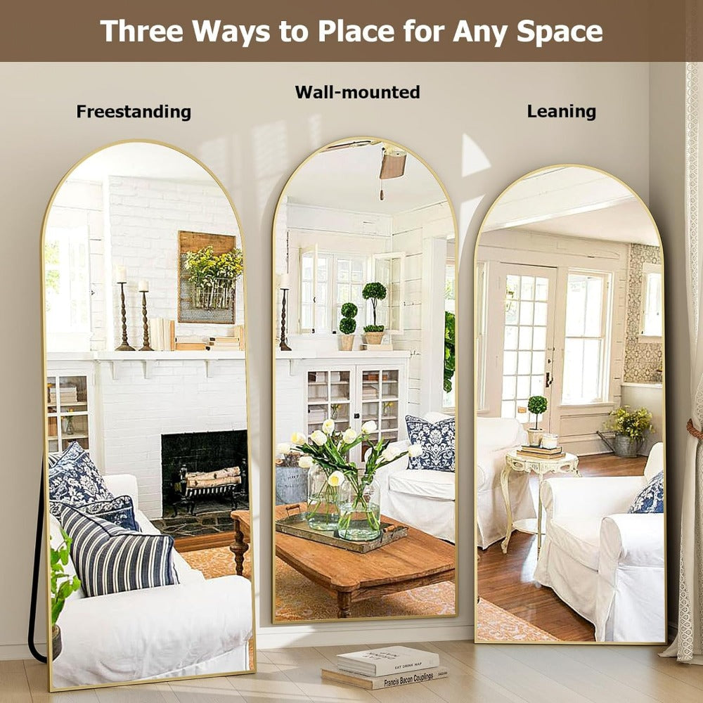 Madigas | Elegant Arched Full-Length Gold Mirror with High-Definition Aluminum Frame