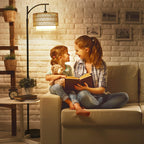 Arc Floor Lamp with Remote Control & Double Shade