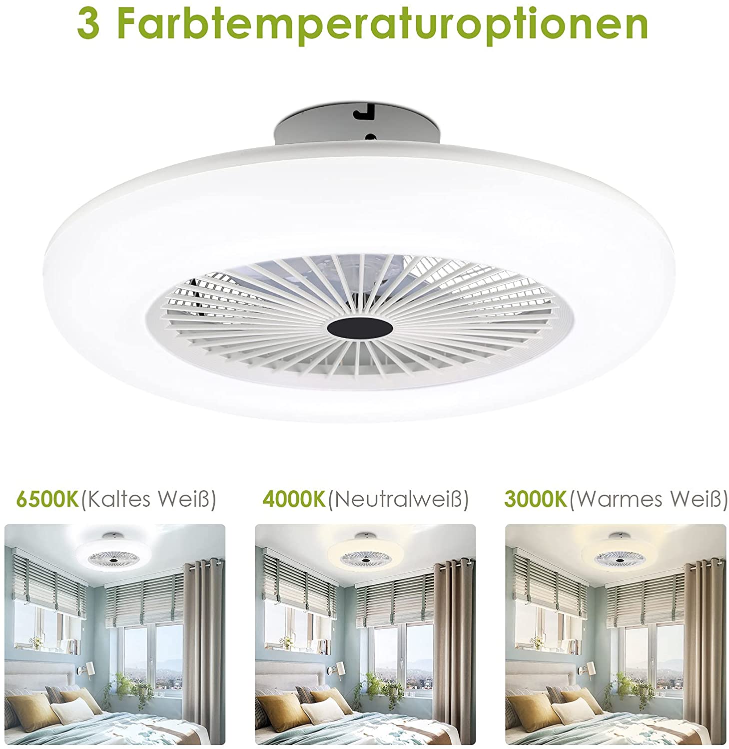 Ceiling fan with lighting 80W with remote control
