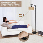 Arc Floor Lamp with Remote Control & Double Shade