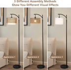 Arc Floor Lamp with Remote Control & Double Shade