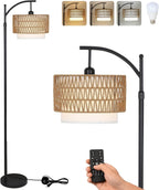 Arc Floor Lamp with Remote Control & Double Shade