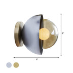 Metallic Half Moon Wall Light Modernist 1-Light Brass/Chrome Wall Light with Orb Tan Glass Shade for Hallway