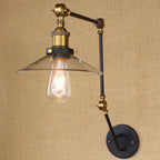 Brass Wide Torch Wall Lighting Antique Clear Glass 1 Light Café Wall Lamp Lighting System