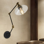 Brass Wide Torch Wall Lighting Antique Clear Glass 1 Light Café Wall Lamp Lighting System