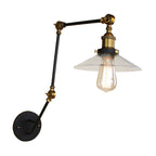 Brass Wide Torch Wall Lighting Antique Clear Glass 1 Light Café Wall Lamp Lighting System