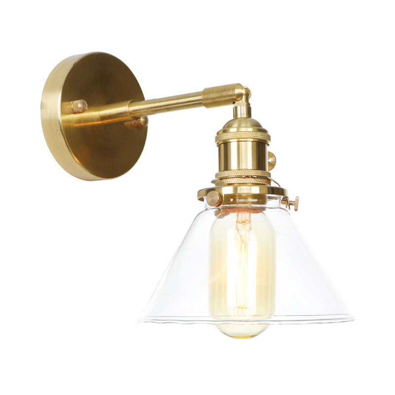 Kegel Wall Lamp 1 Light Clear Glass Rustic Antique Wall Lighting for Bedroom