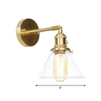 Kegel Wall Lamp 1 Light Clear Glass Rustic Antique Wall Lighting for Bedroom