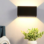 Modern waterproof rectangular LED wall light for outdoor use with upward and downward lighting
