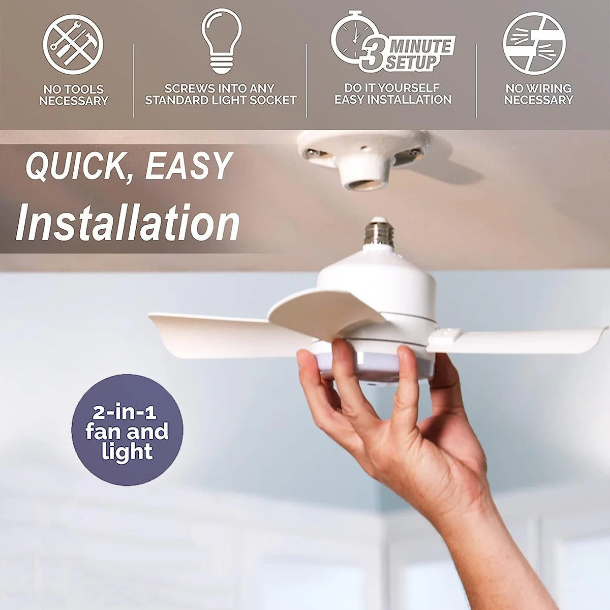 2-IN-1 PORTABLE CEILING FAN & LIGHT with remote control