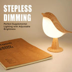 Touch-Control Wood Bird Night Light - Rechargeable LED Desk Lamp
