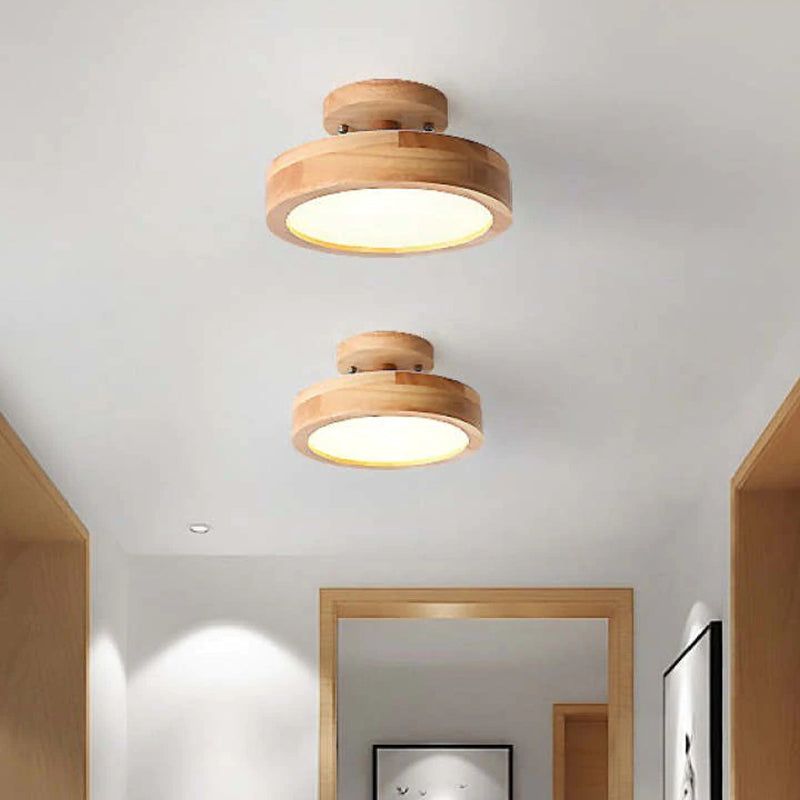 Stylish LED ceiling lamp made of wood and acrylic for bedroom, dining room, and living room