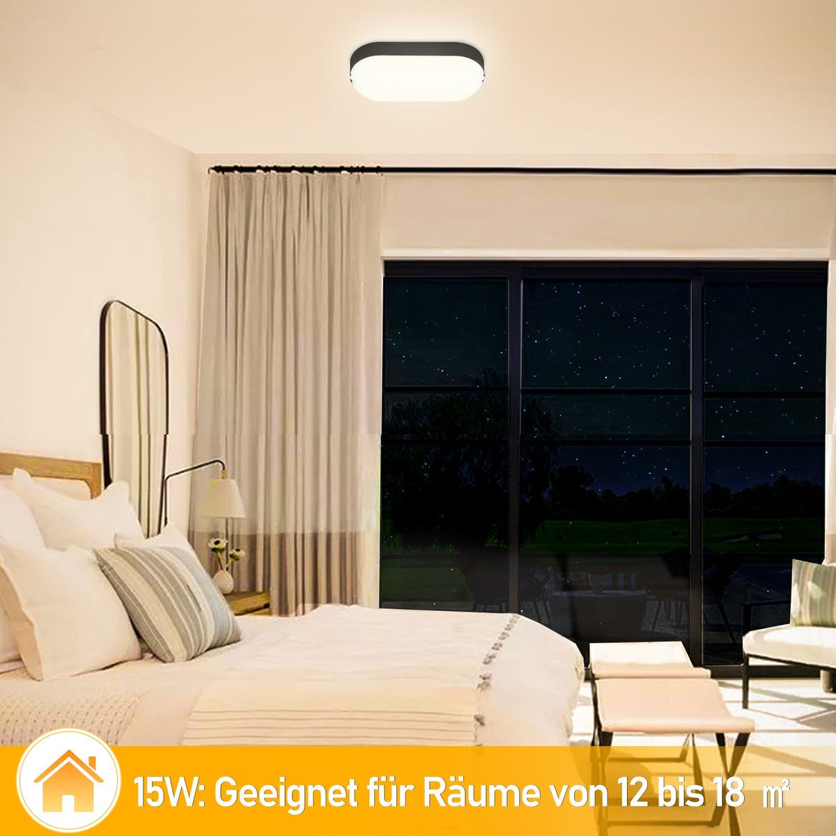 15W LED Moisture Protection Light IP54 2 Pieces