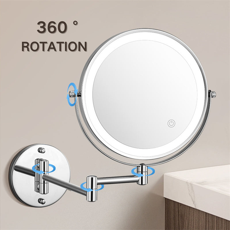 Madigas | Rechargeable wall-mounted shaving mirror | 360° rotation. 1X/10X magnification and adjustable LED lighting for use in the bathroom