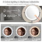 Madigas | Rechargeable wall-mounted shaving mirror | 360° rotation. 1X/10X magnification and adjustable LED lighting for use in the bathroom
