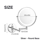 Madigas | Rechargeable wall-mounted shaving mirror | 360° rotation. 1X/10X magnification and adjustable LED lighting for use in the bathroom