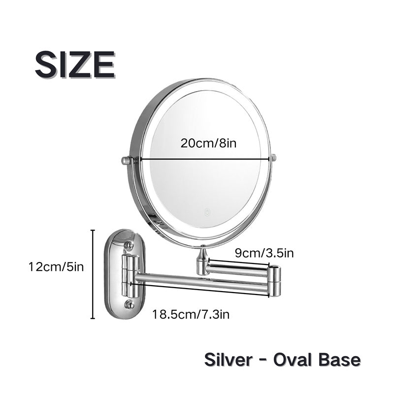Madigas | Rechargeable wall-mounted shaving mirror | 360° rotation. 1X/10X magnification and adjustable LED lighting for use in the bathroom