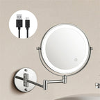 Madigas | Rechargeable wall-mounted shaving mirror | 360° rotation. 1X/10X magnification and adjustable LED lighting for use in the bathroom