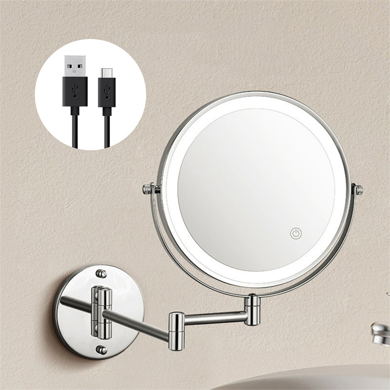 Madigas | Rechargeable wall-mounted shaving mirror | 360° rotation. 1X/10X magnification and adjustable LED lighting for use in the bathroom