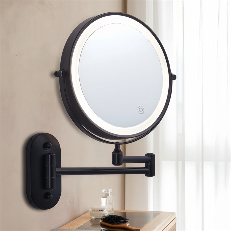 Madigas | Rechargeable wall-mounted shaving mirror | 360° rotation. 1X/10X magnification and adjustable LED lighting for use in the bathroom