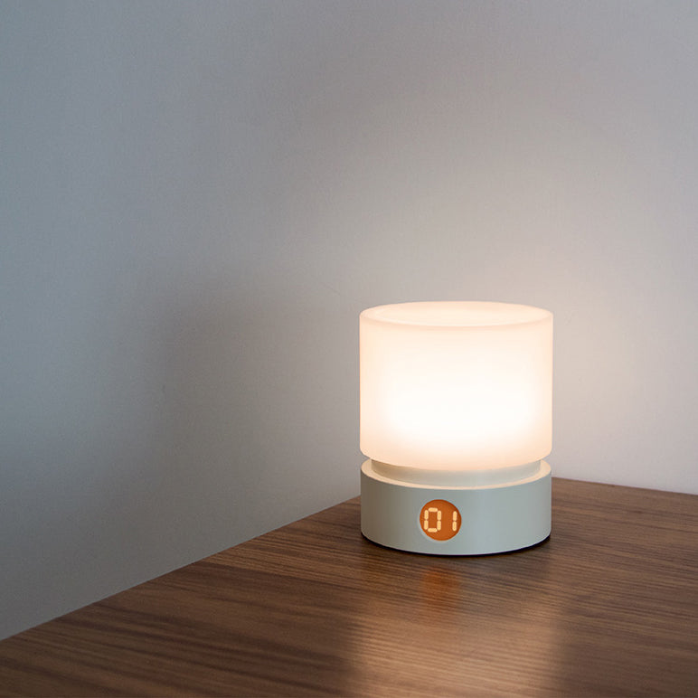 Contemporary Nordic timer rechargeable ABS HIPS silicone cylinder LED table lamp night light for bedside table