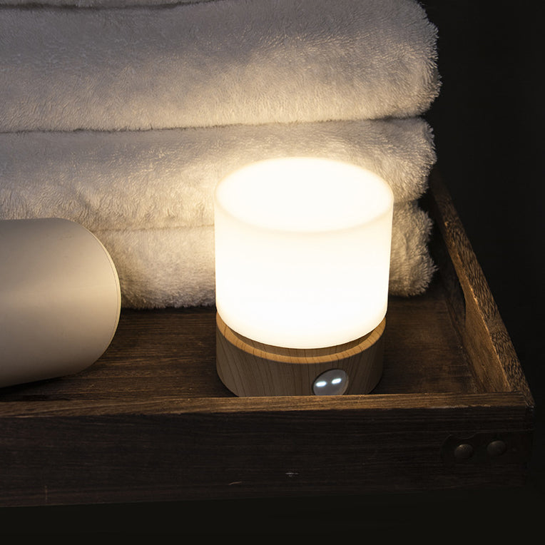 Contemporary Nordic timer rechargeable ABS HIPS silicone cylinder LED table lamp night light for bedside table