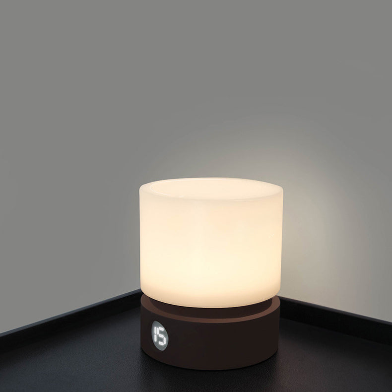 Contemporary Nordic timer rechargeable ABS HIPS silicone cylinder LED table lamp night light for bedside table