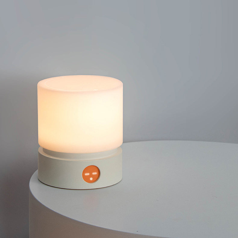 Contemporary Nordic timer rechargeable ABS HIPS silicone cylinder LED table lamp night light for bedside table