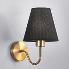 Contemporary Nordic round curved rod iron fabric shade 1-light wall lamp for living room