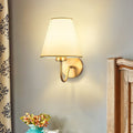 Contemporary Nordic round curved rod iron fabric shade 1-light wall lamp for living room
