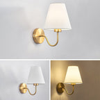 Contemporary Nordic round curved rod iron fabric shade 1-light wall lamp for living room
