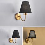 Contemporary Nordic round curved rod iron fabric shade 1-light wall lamp for living room