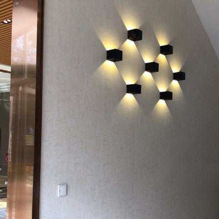 Modern Minimalist Waterproof Cube Up Down Aluminum Glass Induction LED Wall Lamps For Bedroom