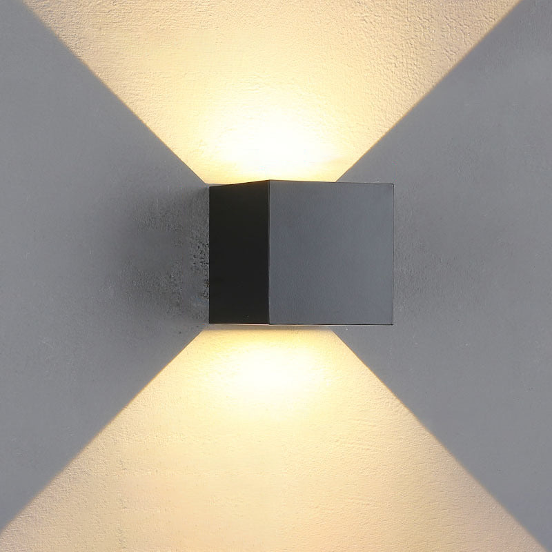 Modern Minimalist Waterproof Cube Up Down Aluminum Glass Induction LED Wall Lamps For Bedroom