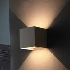 Modern Minimalist Waterproof Cube Up Down Aluminum Glass Induction LED Wall Lamps For Bedroom