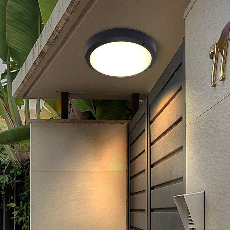 Modern Minimalistic Waterproof Round Aluminum Acrylic LED Outdoor Ceiling Light for Garden
