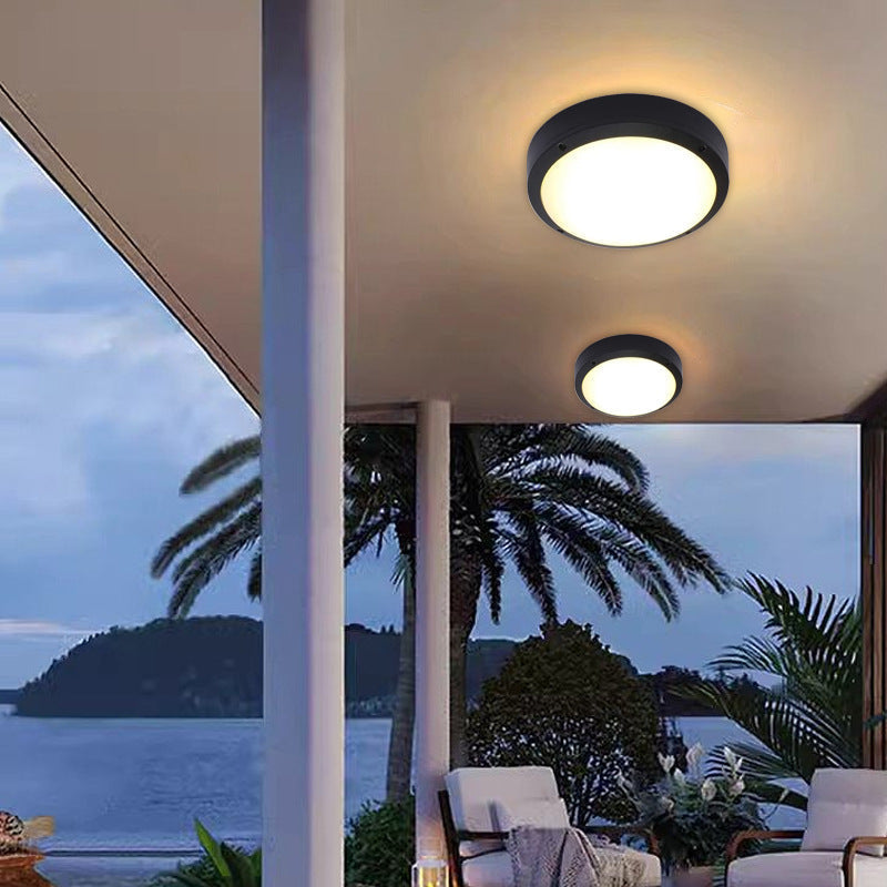 Modern Minimalistic Waterproof Round Aluminum Acrylic LED Outdoor Ceiling Light for Garden
