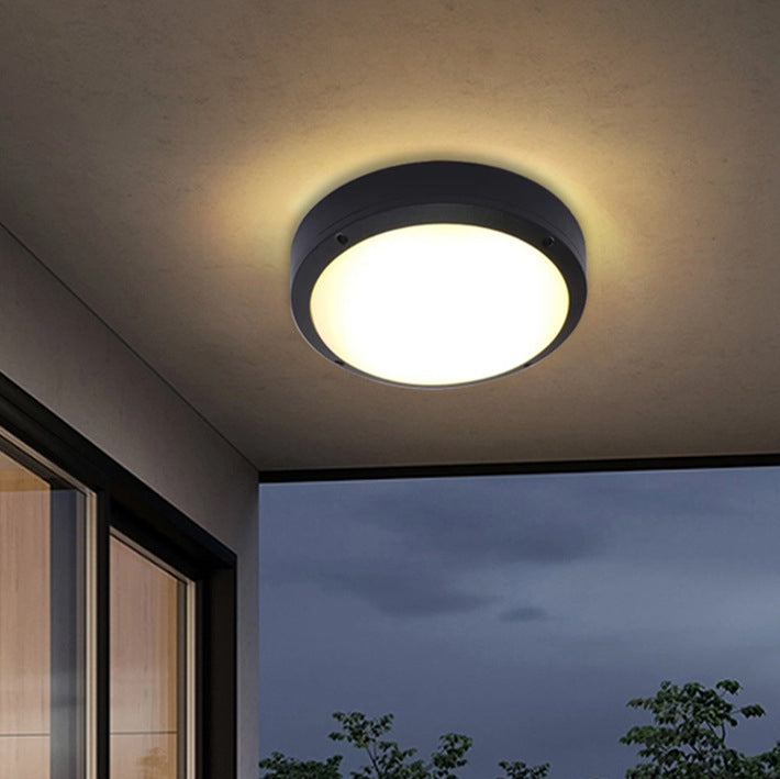 Modern Minimalistic Waterproof Round Aluminum Acrylic LED Outdoor Ceiling Light for Garden