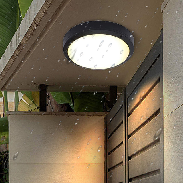 Modern Minimalistic Waterproof Round Aluminum Acrylic LED Outdoor Ceiling Light for Garden
