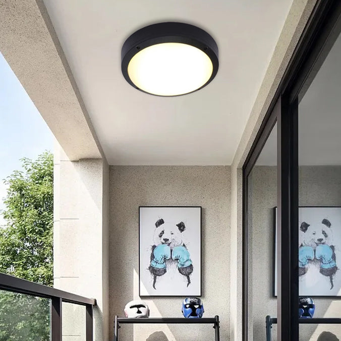 Modern Minimalistic Waterproof Round Aluminum Acrylic LED Outdoor Ceiling Light for Garden