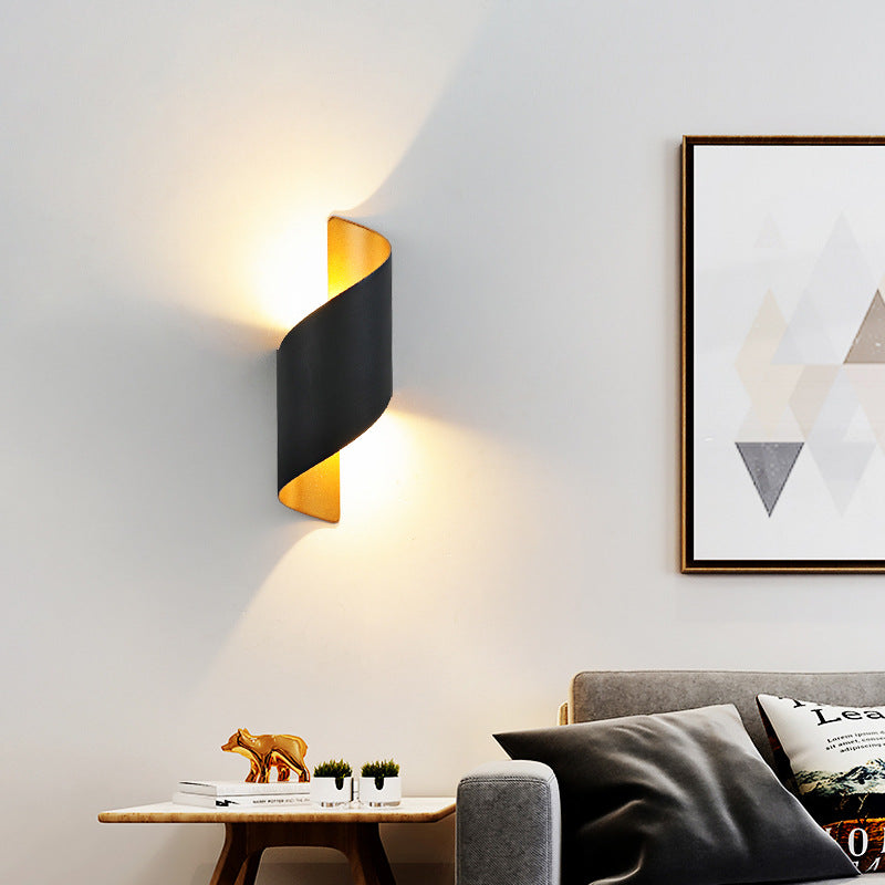 Modern Minimalistic Waterproof Spiral Aluminum Acrylic LED Wall Light for Bedroom