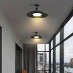 Traditional Vintage Waterproof Outboard Cylinder Disc Base Iron 1-Light Semi-Open Ceiling Light For Outdoor Patio