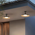 Traditional Vintage Waterproof Outboard Cylinder Disc Base Iron 1-Light Semi-Open Ceiling Light For Outdoor Patio