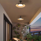 Traditional Vintage Waterproof Outboard Cylinder Disc Base Iron 1-Light Semi-Open Ceiling Light For Outdoor Patio